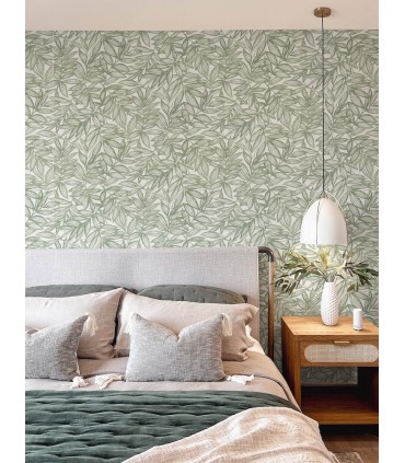 4146-27231 - Rhythmic Sage Leaf Wallpaper-Harmony