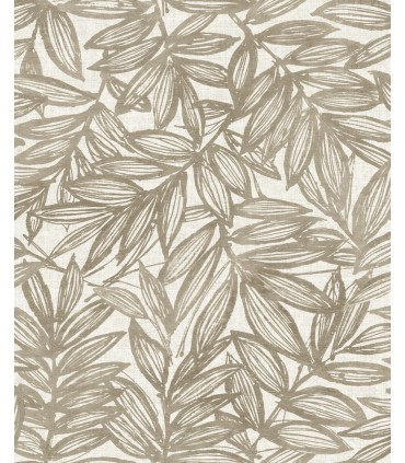 4146-27233 - Rhythmic Taupe Leaf Wallpaper-Harmony