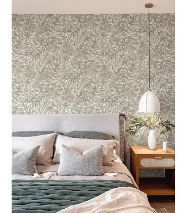 4146-27233 - Rhythmic Taupe Leaf Wallpaper-Harmony