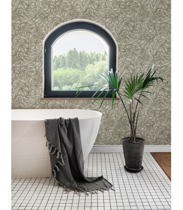 4146-27233 - Rhythmic Taupe Leaf Wallpaper-Harmony