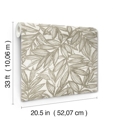 4146-27233 - Rhythmic Taupe Leaf Wallpaper-Harmony