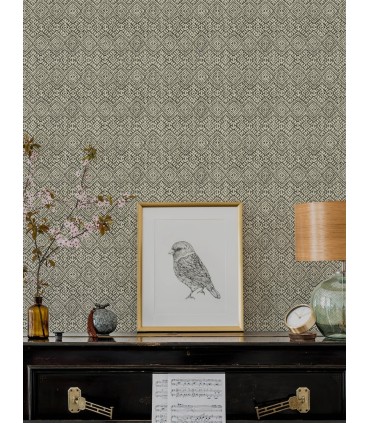 4146-27255 - Gallivant Black Woven Geometric Wallpaper-Harmony