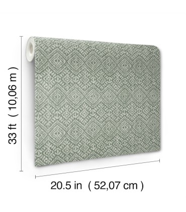 4146-27256 - Gallivant Green Woven Geometric Wallpaper-Harmony