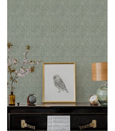 4146-27256 - Gallivant Green Woven Geometric Wallpaper-Harmony