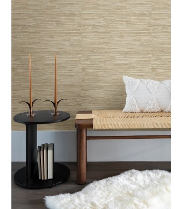 4146-27259 - Exhale Light Brown Woven Faux Grasscloth Wallpaper-Harmony