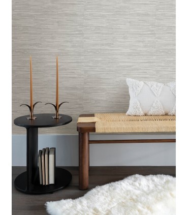 4146-27263 - Exhale Light Grey Woven Faux Grasscloth Wallpaper-Harmony