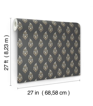 RF7472 - Paisley Black Wallpaper- Rifle Paper Co. 3