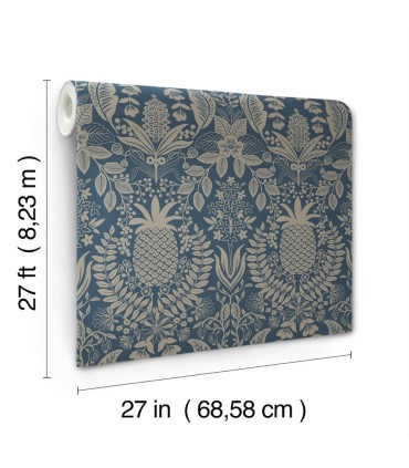 RF7486 - Pineapple Damask Navy Wallpaper- Rifle Paper Co. 3