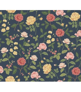 RF7544 - Roses Navy Wallpaper- Rifle Paper Co. 3