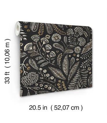 4135-27296 - Briar Black Floral Wallpaper-Whimsy