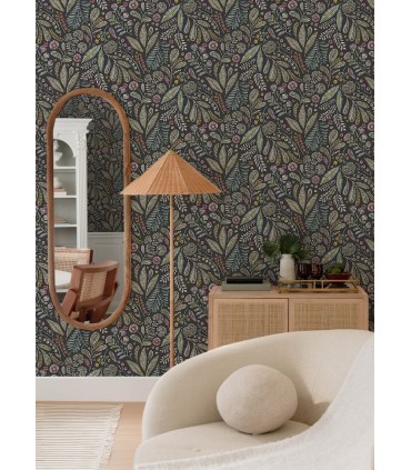 4135-27294 - Briar Charcoal Floral Wallpaper-Whimsy