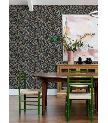 4135-27294 - Briar Charcoal Floral Wallpaper-Whimsy