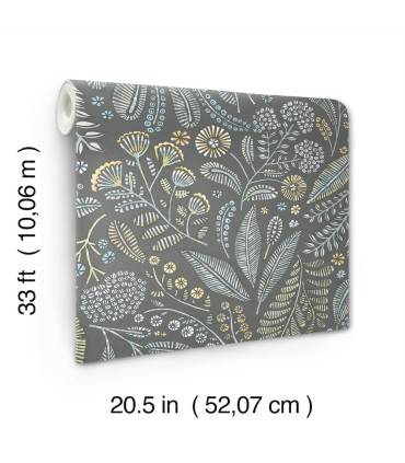 4135-27297 - Briar Grey Floral Wallpaper-Whimsy