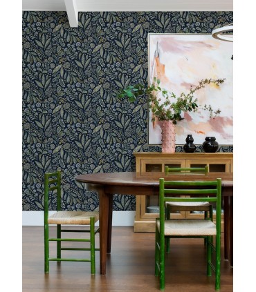4135-27293 - Briar Navy Floral Wallpaper-Whimsy