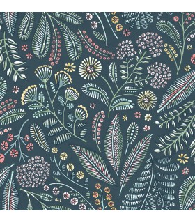 4135-27295 - Briar Teal Floral Wallpaper-Whimsy