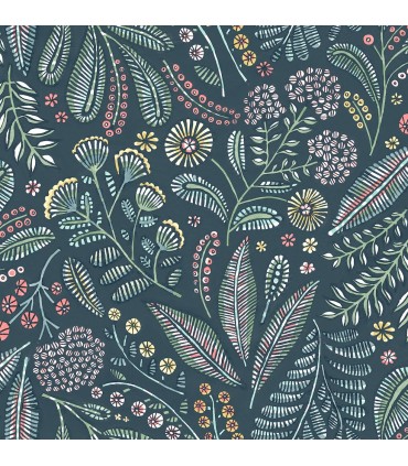 4135-27295 - Briar Teal Floral Wallpaper-Whimsy