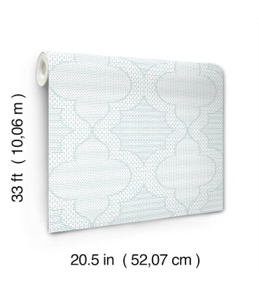 4135-27289 - Ernest Blue Quilted Quatrefoil Wallpaper-Whimsy