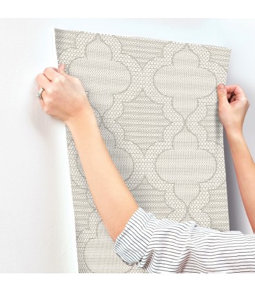 4135-27290 - Ernest Charcoal Quilted Quatrefoil Wallpaper-Whimsy