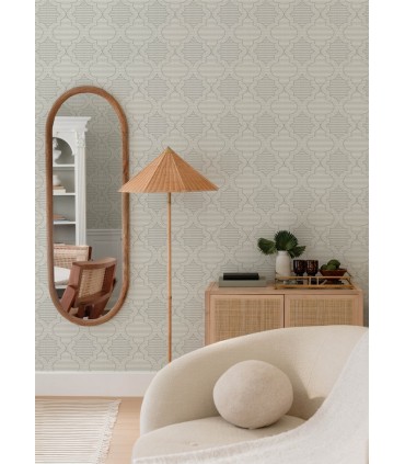 4135-27290 - Ernest Charcoal Quilted Quatrefoil Wallpaper-Whimsy