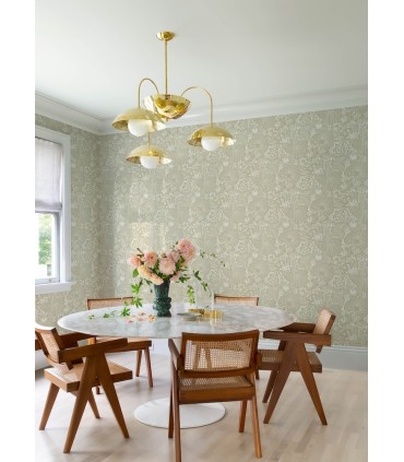 4135-72713 - Idalia Beige Floral Flamingo Wallpaper-Whimsy