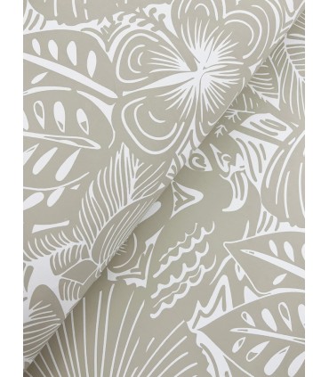4135-72713 - Idalia Beige Floral Flamingo Wallpaper-Whimsy