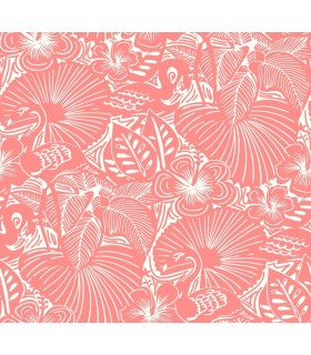 4135-72717 - Idalia Coral Floral Flamingo Wallpaper-Whimsy