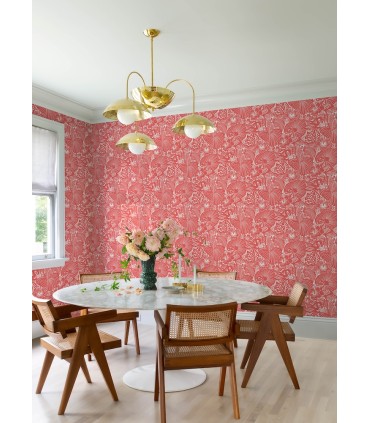 4135-72717 - Idalia Coral Floral Flamingo Wallpaper-Whimsy