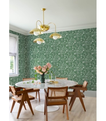 4135-72714 - Idalia Green Floral Flamingo Wallpaper-Whimsy