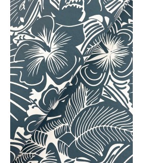4135-72716 - Idalia Navy Floral Flamingo Wallpaper-Whimsy