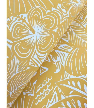 4135-72715 - Idalia Yellow Floral Flamingo Wallpaper-Whimsy