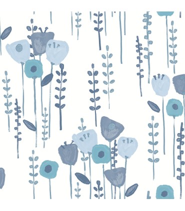 4135-27274 - Mabel Blue Floral Field Wallpaper-Whimsy