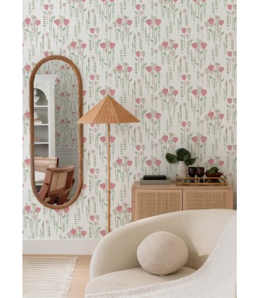 4135-27275 - Mabel Pink Floral Field Wallpaper-Whimsy