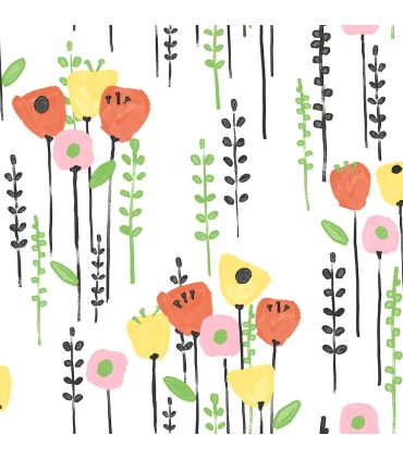 4135-27276 - Mabel Yellow Floral Field Wallpaper-Whimsy