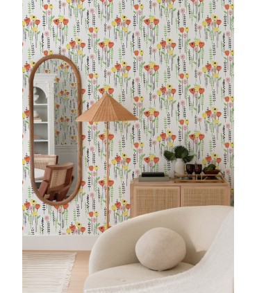4135-27276 - Mabel Yellow Floral Field Wallpaper-Whimsy