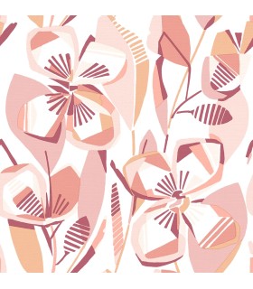 4135-27279 - Nathalie Coral Abstract Blooms Wallpaper-Whimsy