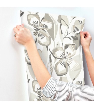 4135-27280 - Nathalie Beige Abstract Blooms Wallpaper-Whimsy