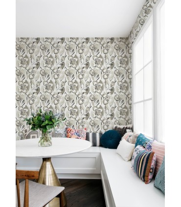 4135-27280 - Nathalie Beige Abstract Blooms Wallpaper-Whimsy