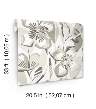 4135-27280 - Nathalie Beige Abstract Blooms Wallpaper-Whimsy
