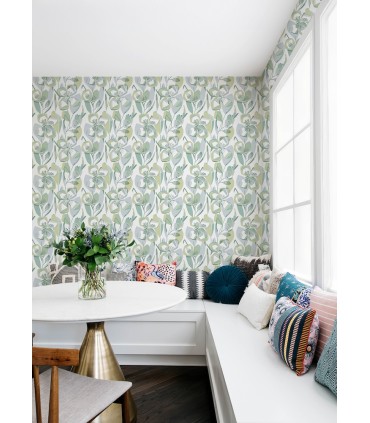 4135-27282 - Nathalie Light Green Abstract Blooms Wallpaper-Whimsy