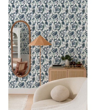 4135-27283 - Nathalie Navy Abstract Blooms Wallpaper-Whimsy