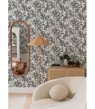 4135-72707 - Nelda Black Rose Wallpaper-Whimsy