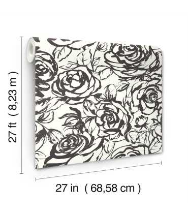 4135-72707 - Nelda Black Rose Wallpaper-Whimsy