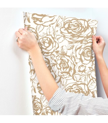 4135-72708 - Nelda Gold Rose Wallpaper-Whimsy