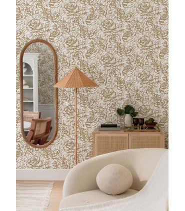 4135-72708 - Nelda Gold Rose Wallpaper-Whimsy