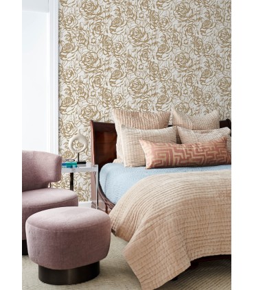 4135-72708 - Nelda Gold Rose Wallpaper-Whimsy