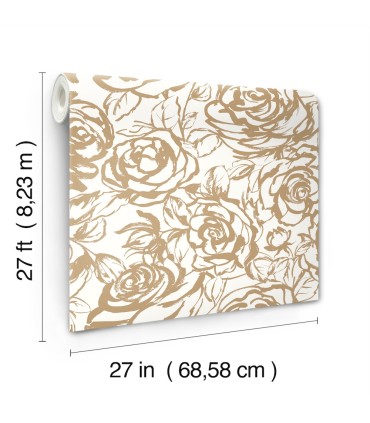 4135-72708 - Nelda Gold Rose Wallpaper-Whimsy