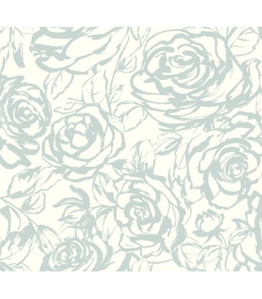 4135-72706 - Nelda Light Blue Rose Wallpaper-Whimsy