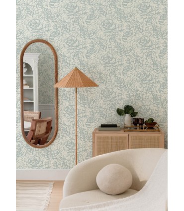 4135-72706 - Nelda Light Blue Rose Wallpaper-Whimsy