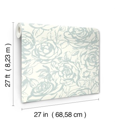 4135-72706 - Nelda Light Blue Rose Wallpaper-Whimsy
