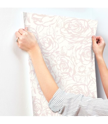 4135-72710 - Nelda Light Pink Rose Wallpaper-Whimsy
